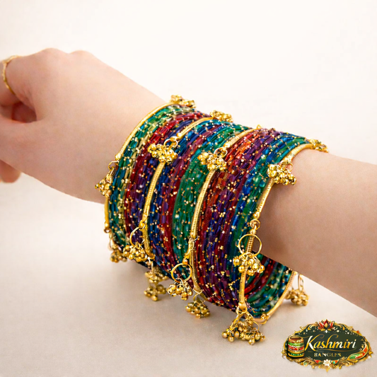 Viral Kashmiri Ghungroo Glass Bangles (12 pcs)